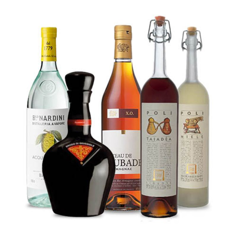 Liquori e distillati da mettere nelle ceste